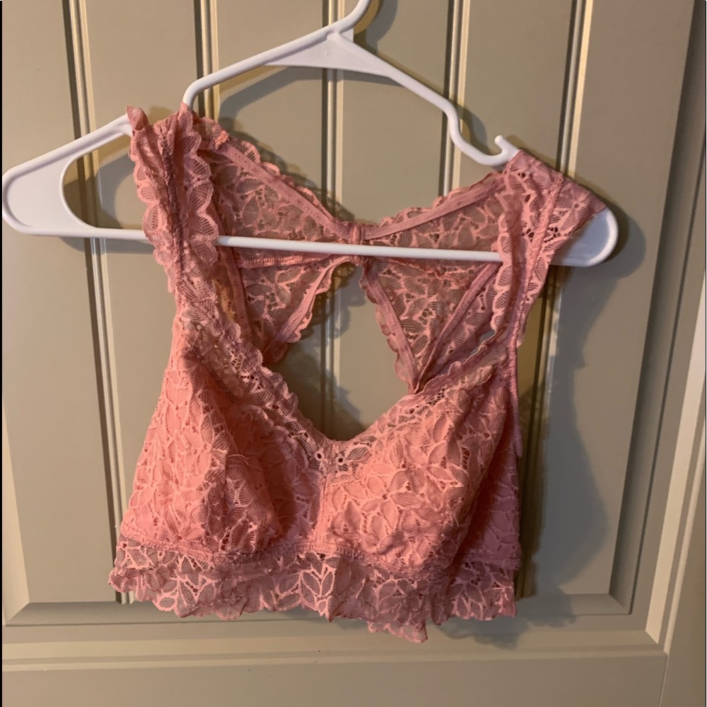 pink stitched bralette